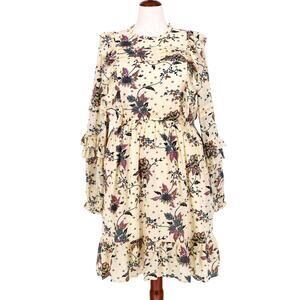 Scotch & Soda Women Floral Viscose Ruffled High Neck Cocktail Mini Dress Size L